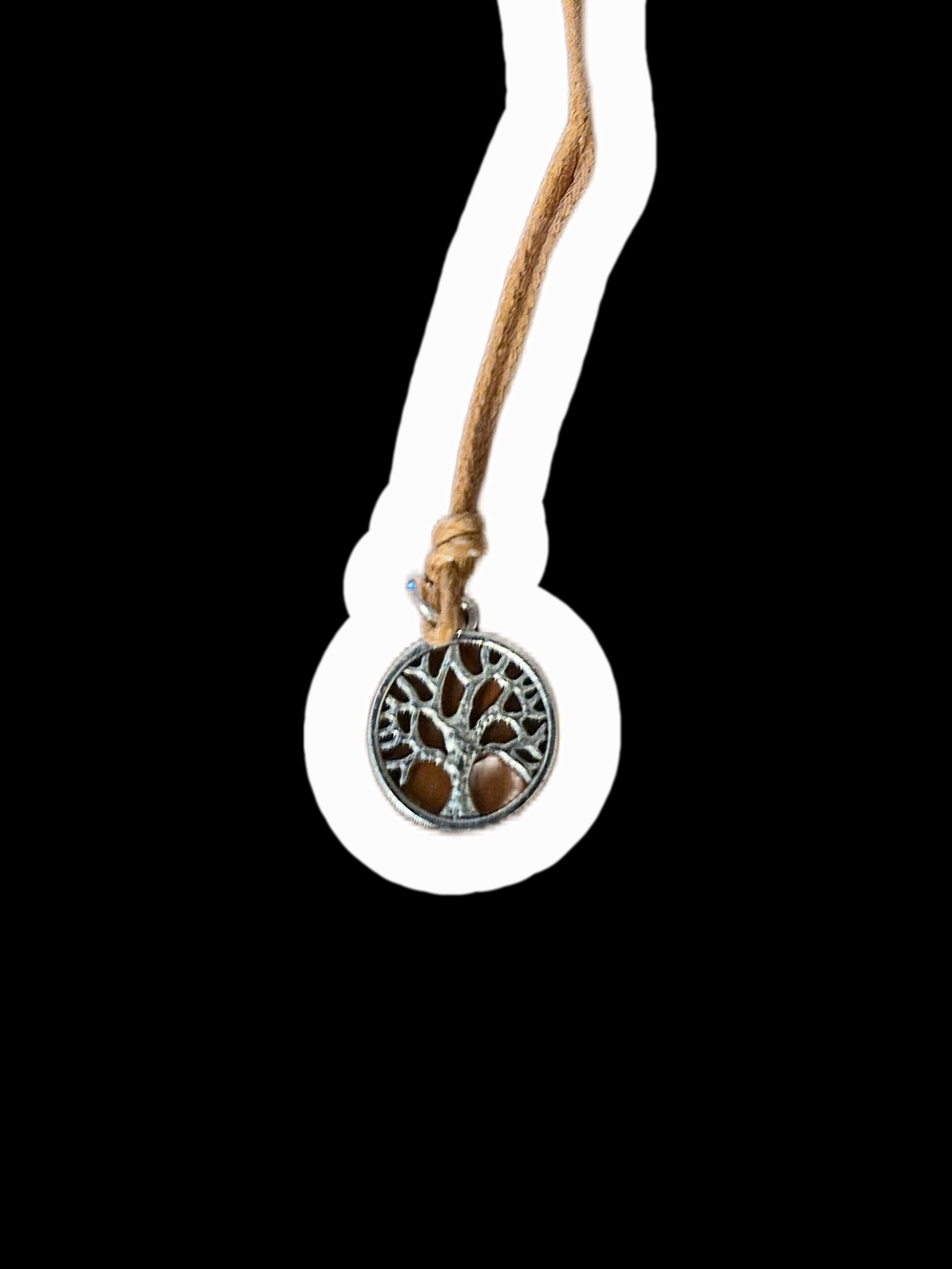 Handmade Tree of Life Pendant Necklace with Brown Cord